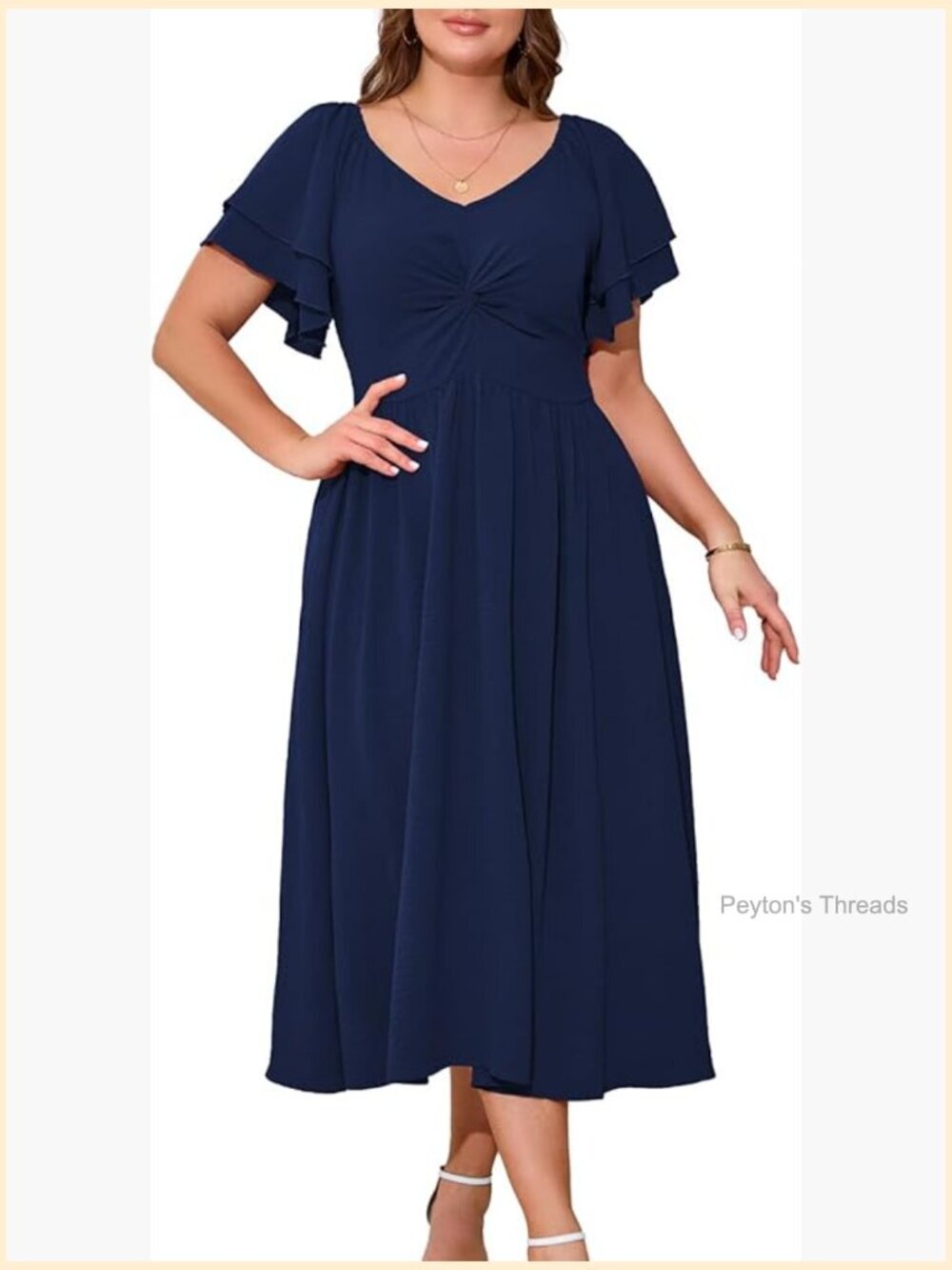 Plus Size Sweetheart Cocktail Dress with Ruffle Short Sleeves